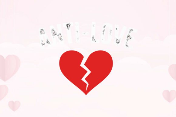 Anti-Love Broken Heart Red Icon Graphic for T-Shirt Designs
