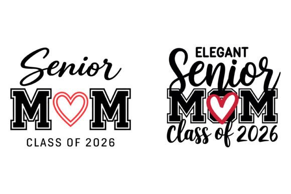 Bold Senior Mom Heart Graphics for T-Shirt Designs
