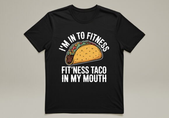 Crazy Dog Fitness Taco Graphic: T-Shirt Designs & Graphics