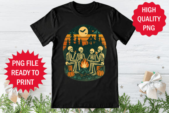 Halloween Skeleton Campfire Graphics & T-Shirt Designs