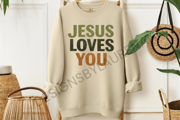 Jesus Loves You Nature Colors Graphics & T-Shirt Designs
