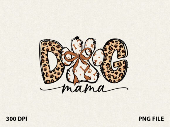 Leopard Bow Dog Mama Graphics for T-Shirt Designs