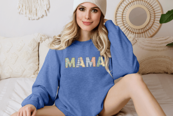 Mama Patchwork Blues Graphics for T-Shirt Designs