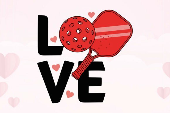 Pickleball Ball and Paddle Love Graphic: T-Shirt Designs & Graphics