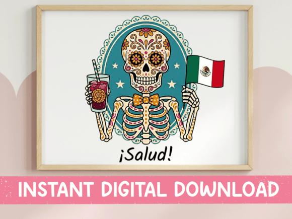 Salud Sugar Skull Flag: Graphics for T-Shirt Designs